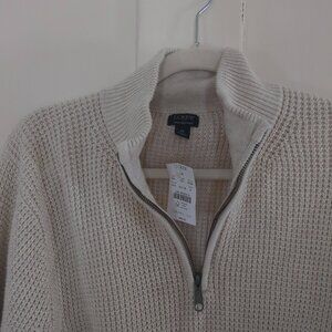NWT J.Crew Men's Knit Quarter-Zip Sweater Oatmeal Size Medium